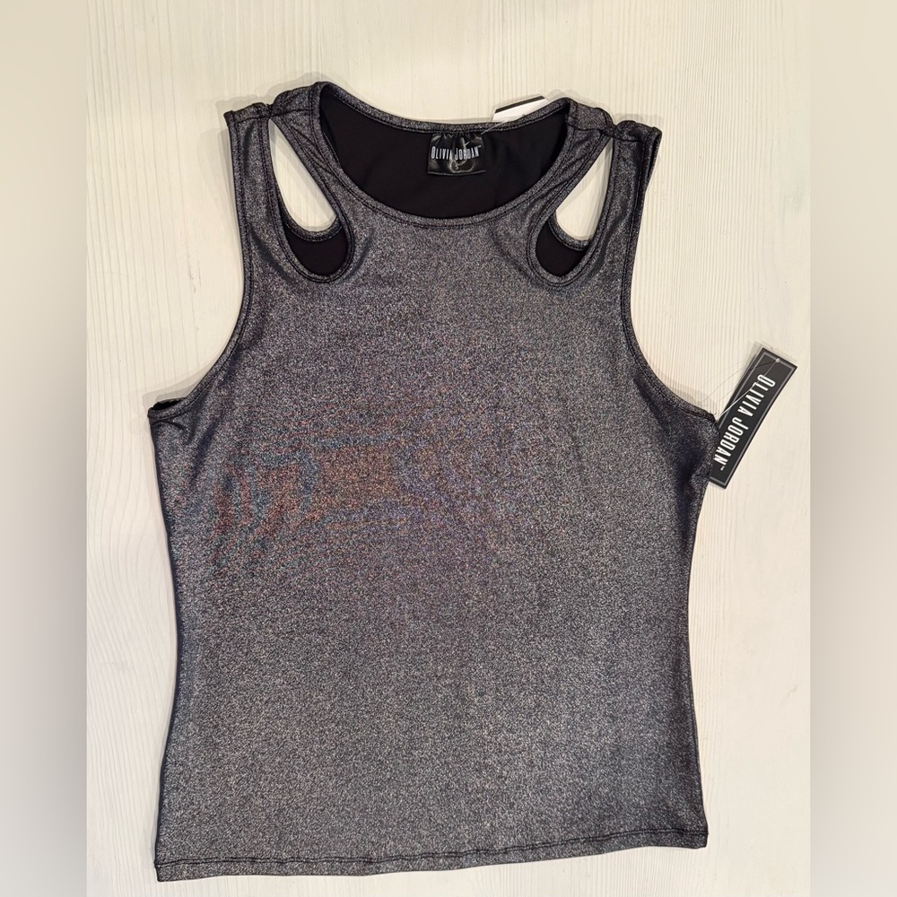 NWT Olivia Jordan Gunmetal Metallic‎ Tank Size Small